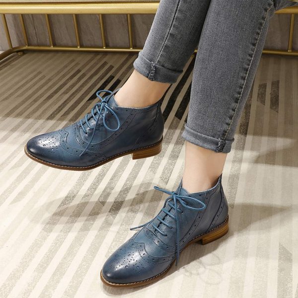 Women's lace up perforated orders oxfords shoes